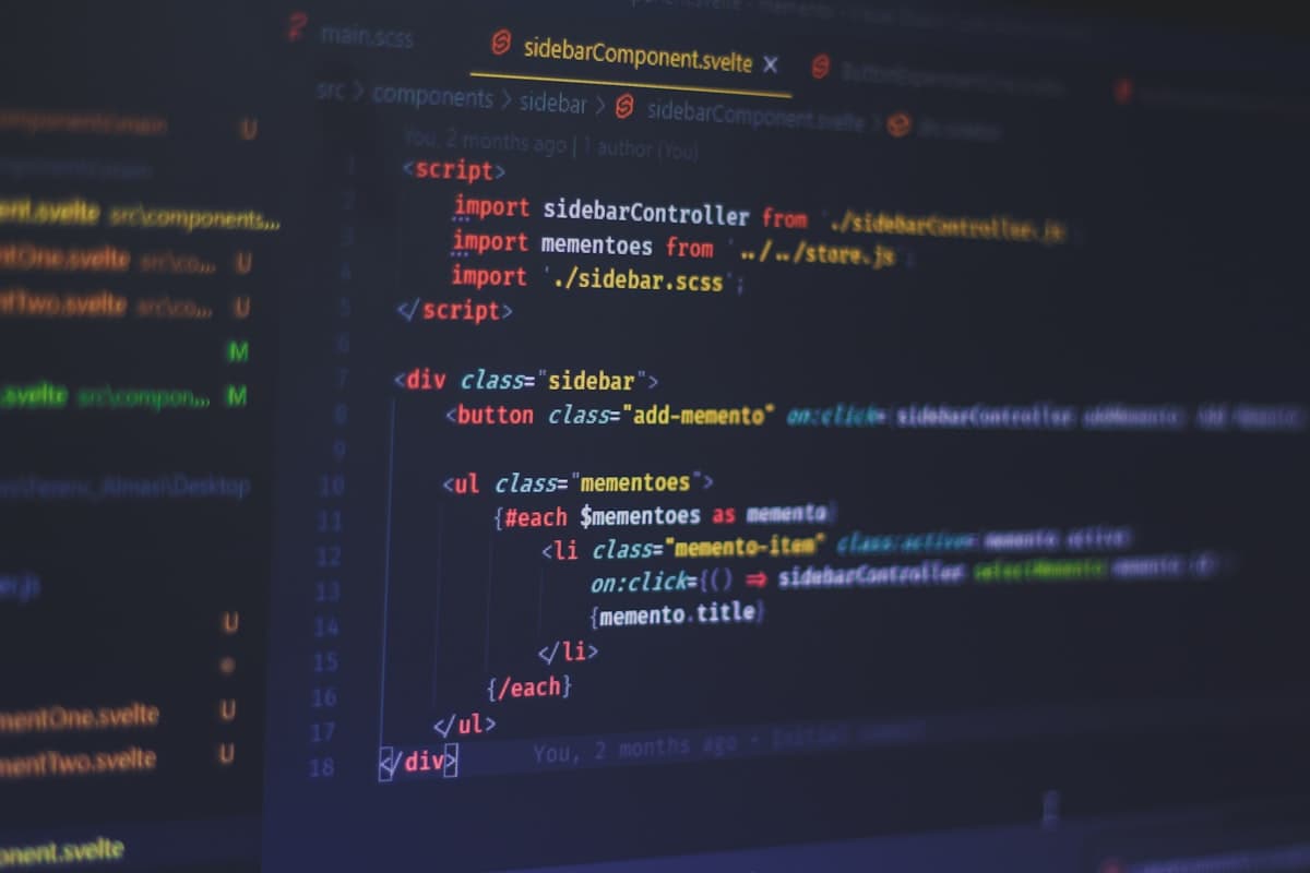 A code editor displaying component source code on a dark screen